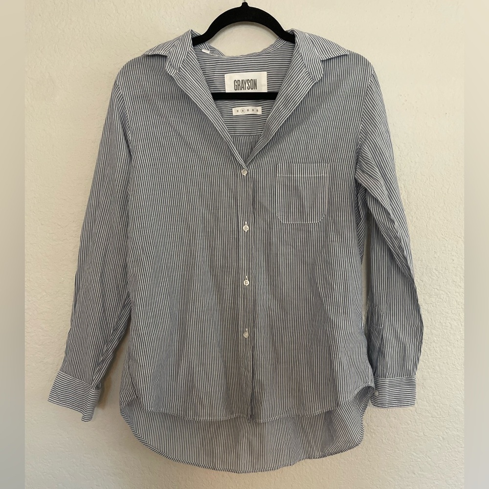 Frank & Eileen Grayson Women's Black Striped Button Down Shirt